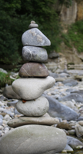 balanced stones cairn